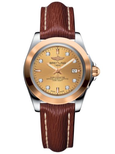 Breitling Galactic 32 Sleek Edition Paslanmaz Çelik / Pembe Altın / Altınen Sun Elmas / Sahara, referans C7133012/H550/211X/A14BA.1