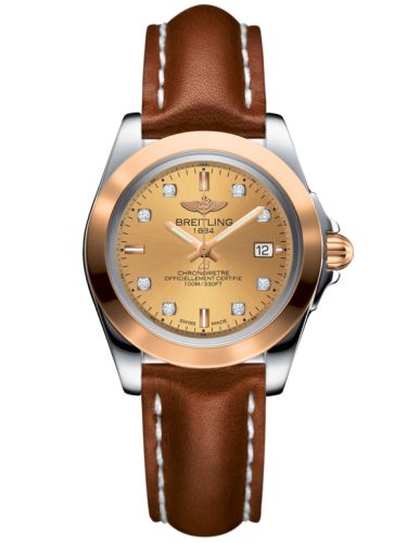 Breitling Galactic 32 Sleek Edition Paslanmaz Çelik / Pembe Altın / Altınen Sun Elmas / Calf, referans C7133012/H550/406X/A14BA.1