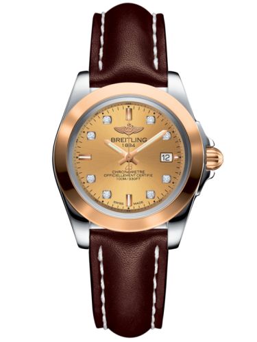 Breitling Galactic 32 Sleek Edition Paslanmaz Çelik / Pembe Altın / Altınen Sun Elmas / Calf, referans C7133012/H550/410X/A14BA.1