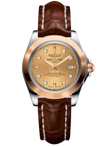 Breitling Galactic 32 Sleek Edition Paslanmaz Çelik / Pembe Altın / Altınen Sun Elmas / Croco, referans C7133012/H550/778P/A14BA.1