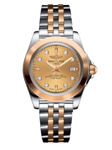 Breitling Galactic 32 Sleek Edition Paslanmaz Çelik / Pembe Altın / Altınen Sun Elmas / Bilezik, referans C7133012/H550/792C