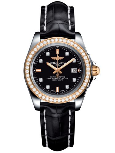 Breitling Galactic 32 Sleek Edition Paslanmaz Çelik / Pembe Altın / Elmas / Trophy Siyah Elmas / Croco, referans C7133053/BF64/777P/A14BA.1
