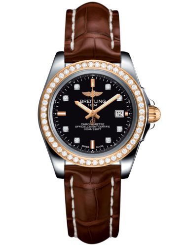 Breitling Galactic 32 Sleek Edition Paslanmaz Çelik / Pembe Altın / Elmas / Trophy Siyah Elmas / Croco, referans C7133053/BF64/778P/A14BA.1