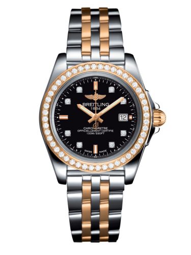 Breitling Galactic 32 Sleek Edition Paslanmaz Çelik / Pembe Altın / Elmas / Trophy Siyah Elmas / Bilezik, referans C7133053/BF64/792C