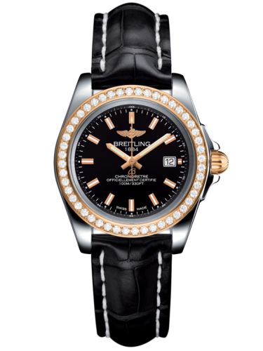 Breitling Galactic 32 Sleek Edition Paslanmaz Çelik / Pembe Altın / Elmas / Trophy Siyah / Croco, referans C7133053/BF65/777P/A14BA.1