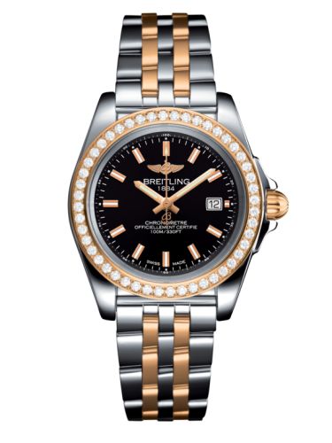 Breitling Galactic 32 Sleek Edition Paslanmaz Çelik / Pembe Altın / Elmas / Trophy Siyah / Bilezik, referans C7133053/BF65/792C