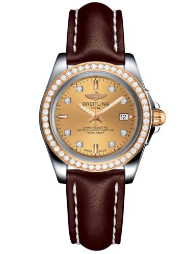 Breitling Galactic 32 Sleek Edition Paslanmaz Çelik / Pembe Altın / Elmas / Altınen Sun Elmas / Calf, referans C7133053/H550/410X/A14BA.1