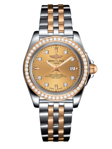 Breitling Galactic 32 Sleek Edition Paslanmaz Çelik / Pembe Altın / Elmas / Altınen Sun Elmas / Bilezik, referans C7133053/H550/792C/A14BA.1