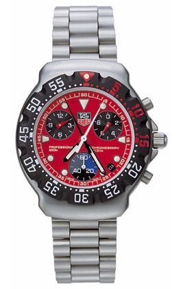 TAG Heuer Formula 1 Chronograph Quartz Paslanmaz Çelik / Kırmızı / Bilezik, referans CA1215.BA0493