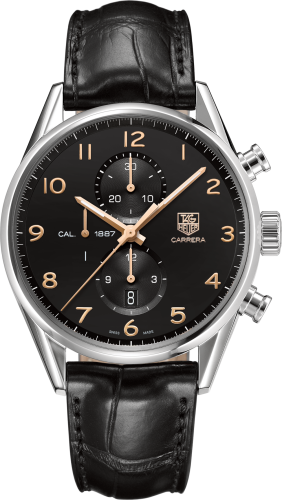 TAG Heuer Carrera Calibre 1887 43 Paslanmaz Çelik / Siyah / Alligator, referans CAR2014.FC6235
