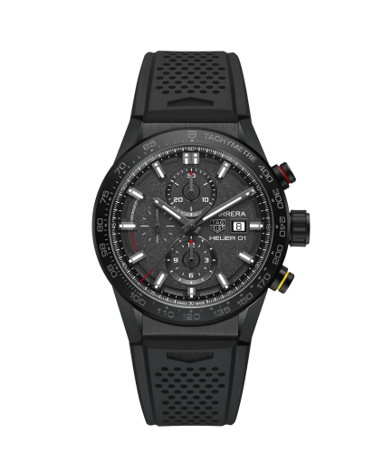 TAG Heuer Carrera Calibre Heuer 01 43 Paslanmaz Çelik / Siyah / Kauçuk / CLEP, referans CAR201J.FT6087