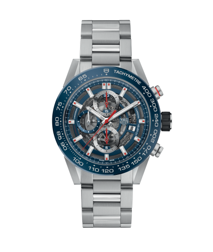 TAG Heuer Carrera Calibre Heuer 01 43 Paslanmaz Çelik / Mavi Seramik / İskelet / Bilezik, referans CAR201T.BA0766