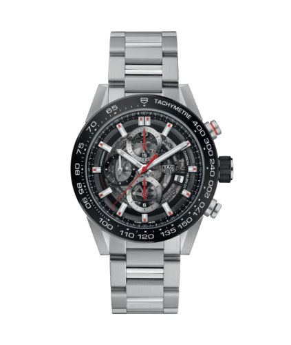 TAG Heuer Carrera Calibre Heuer 01 43 Paslanmaz Çelik / Siyah Seramik / İskelet / Bilezik, referans CAR201V.BA0766