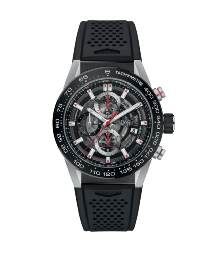 TAG Heuer Carrera Calibre Heuer 01 43 Paslanmaz Çelik / Siyah Seramik / İskelet / Kauçuk, referans CAR201V.FT6087