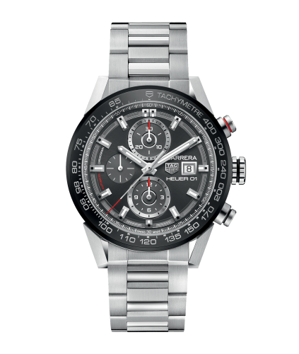 TAG Heuer Carrera Calibre Heuer 01 43 Paslanmaz Çelik / Gri / Bilezik, referans CAR201W.BA0714