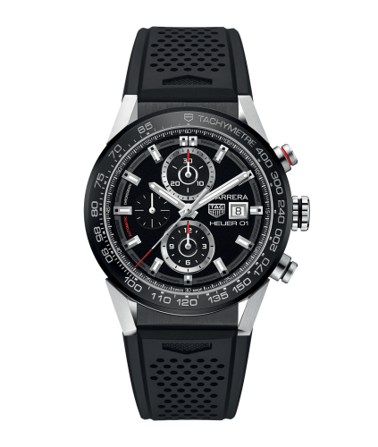 TAG Heuer Carrera Calibre Heuer 01 43 Paslanmaz Çelik / Siyah / Kauçuk, referans CAR201Z.FT6046