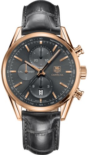 TAG Heuer Carrera Calibre 1887 41 Pembe Altın / Gri / Alligator, referans CAR2141.FC8182