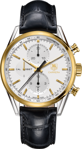 TAG Heuer Carrera Calibre 1887 41 Paslanmaz Çelik / Sarı Altın / Gümüş / Alligator, referans CAR2150.FC6266