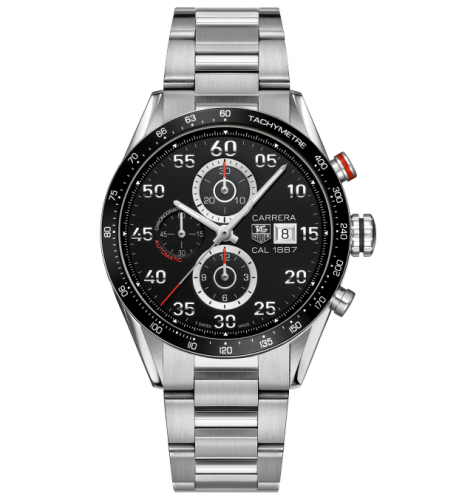 TAG Heuer Carrera Calibre 1887 43 Paslanmaz Çelik / Siyah / Bilezik, referans CAR2A10.BAO799