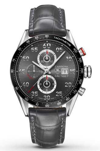 TAG Heuer Carrera Calibre 1887 43 Paslanmaz Çelik / Gri / Alligator, referans CAR2A11.FC6313