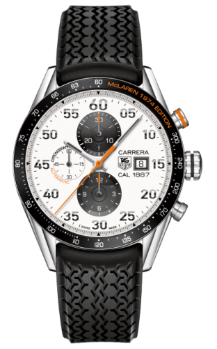TAG Heuer Carrera Calibre 1887 43 Paslanmaz Çelik / Beyaz / McLaren 1974 Edition, referans CAR2A12.FT6033