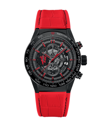 TAG Heuer Carrera Calibre Heuer 01 45 Paslanmaz Çelik / İskelet / Alligator / Manchester United, referans CAR2A1J.FC6416