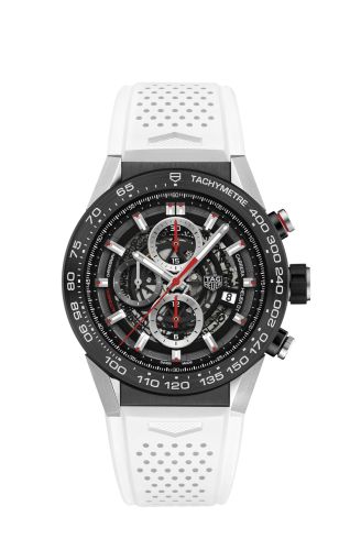 TAG Heuer Carrera Calibre Heuer 01 45 Paslanmaz Çelik / İskelet / Beyaz Touch, referans CAR2A1Z.FT6051