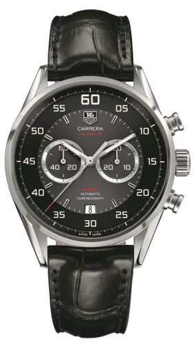 TAG Heuer Carrera Calibre 36 Flyback Paslanmaz Çelik / Gri / Alligator, referans CAR2B10.FC6235