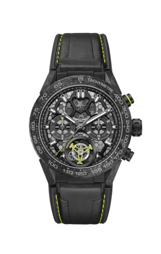 TAG Heuer Carrera Calibre Heuer 02T 45 Chronograph Tourbillon Titanyum / Carbon / Nanograph, referans CAR5A8K.FT6172