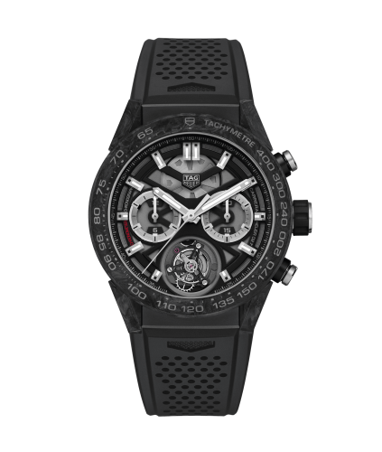 TAG Heuer Carrera Calibre Heuer 02T 45 Chronograph Tourbillon Titanyum / Carbon / Kauçuk, referans CAR5A8W.FT6071