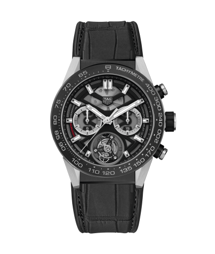 TAG Heuer Carrera Calibre Heuer 02T 45 Chronograph Tourbillon Titanyum / Alligator, referans CAR5A8Y.FC6377