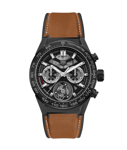 TAG Heuer Carrera Calibre Heuer 02T 45 Chronograph Tourbillon Seramik / Calf, referans CAR5A90.FT6121