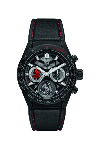 TAG Heuer Carrera Calibre Heuer 02T 45 Chronograph Tourbillon Seramik / Calf / Ayrton Senna, referans CAR5A91.FT6162