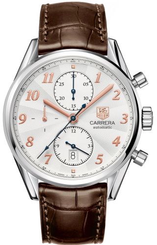 TAG Heuer Carrera Calibre 16 41 Heritage Paslanmaz Çelik / Gümüş / Alligator, referans CAS2112.FC6291