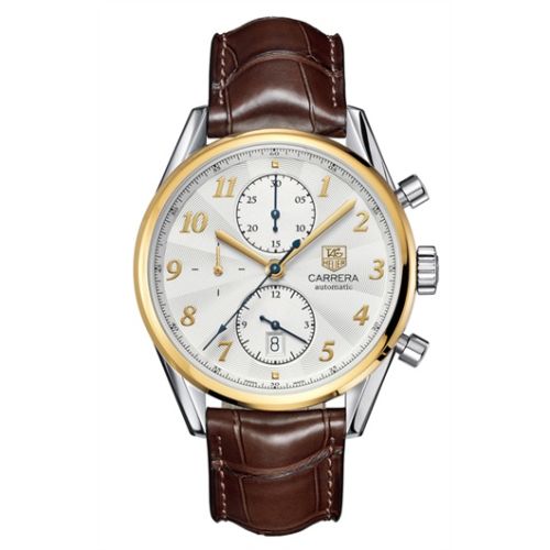 TAG Heuer Carrera Calibre 16 41 Heritage Paslanmaz Çelik / Sarı Altın / Gümüş / Alligator, referans CAS2150.FC6291