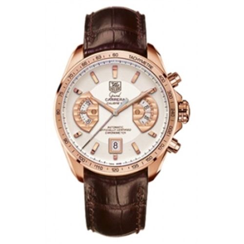 TAG Heuer Grand Carrera Calibre 17 RS Chronograph Kırmızı Altın / Gümüş / Alligator 43mm, referans CAV514B.FC8171
