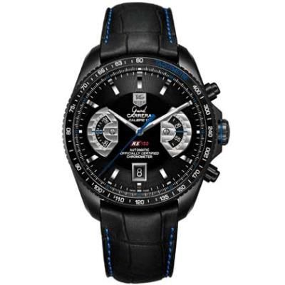 TAG Heuer Grand Carrera Calibre 17 RS150 Titanyum PVD / Siyah - Mavi / Alligator 43mm, referans CAV518H.FC6273
