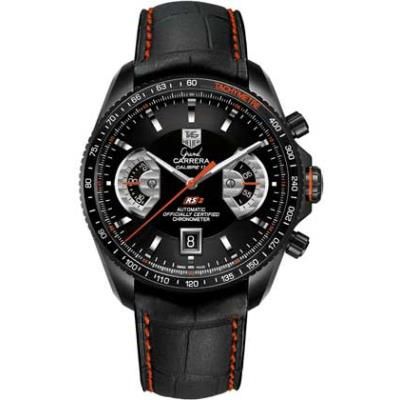 TAG Heuer Grand Carrera Calibre 17 RS2 Titanyum PVD / Siyah - Kırmızı / Alligator 43mm, referans CAV518K.FC6268