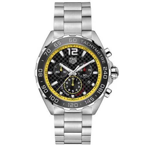 TAG Heuer Formula 1 Chronograph Quartz Paslanmaz Çelik / Carbon - Sarı / Bilezik 43mm, referans CAZ101AC.BA0842
