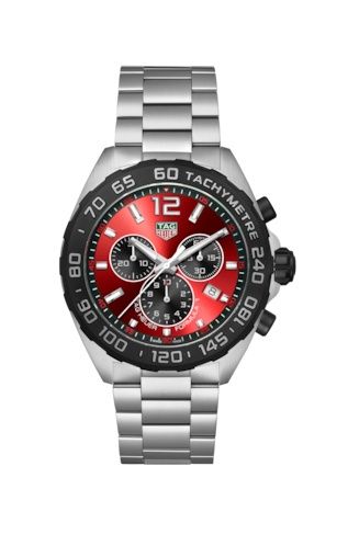 TAG Heuer Formula 1 Quartz Chronograph Paslanmaz Çelik / Kırmızı / Bilezik 43mm, referans CAZ101AN.BA0842