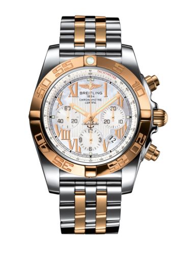 Breitling Chronomat 44 Paslanmaz Çelik / Pembe Altın / Pearl Roman / Bilezik, referans CB011012/A693/375C