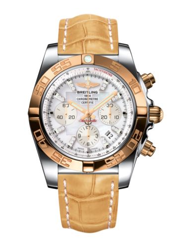 Breitling Chronomat 44 Paslanmaz Çelik / Pembe Altın / Pearl Elmas / Croco, referans CB011012.A698.745P