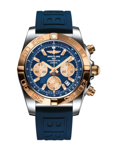 Breitling Chronomat 44 Paslanmaz Çelik / Pembe Altın / Metallica Mavi / Kauçuk, referans CB011012.C790.158S