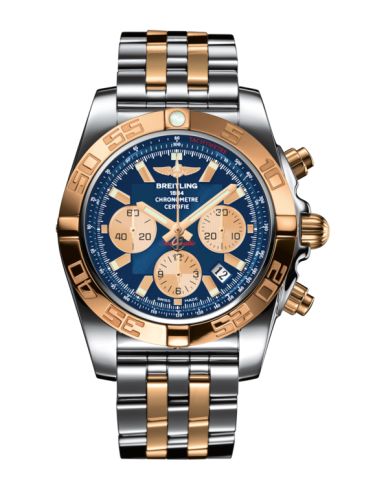 Breitling Chronomat 44 Paslanmaz Çelik / Pembe Altın / Metallica Mavi / Bilezik, referans CB0110121C1C1