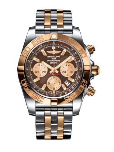 Breitling Chronomat 44 Paslanmaz Çelik / Pembe Altın / Metallica Kahverengi / Bilezik, referans CB011012.Q576.375C