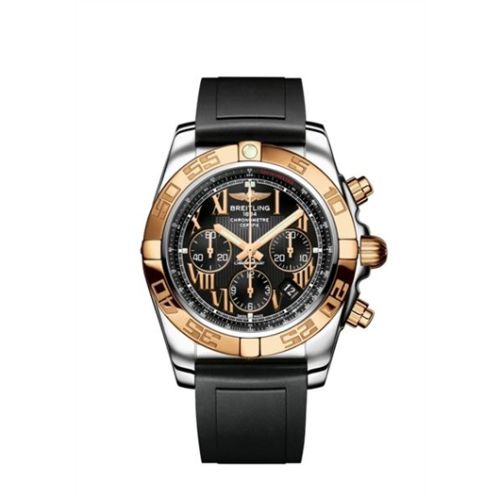 Breitling Chronomat 44 Paslanmaz Çelik / Pembe Altın / Onyx Siyah Roman / Kauçuk, referans CB011012/B957/131S