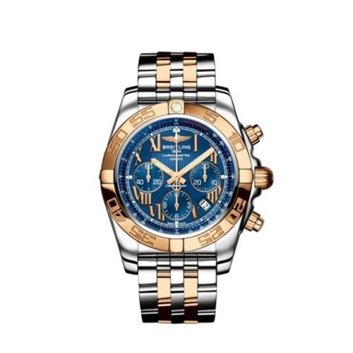 Breitling Chronomat 44 Paslanmaz Çelik / Pembe Altın / Riviera Mavi - Roman / Bilezik, referans CB011012/C784/375C