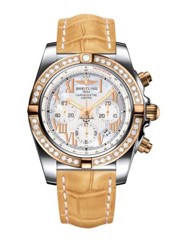 Breitling Chronomat 44 Paslanmaz Çelik / Pembe Altın / Elmas / Pearl Roman / Croco, referans CB011053.A693.745P
