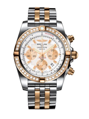 Breitling Chronomat 44 Paslanmaz Çelik / Pembe Altın / Elmas / Antarctica Beyaz / Bilezik, referans CB011053.A696.375C