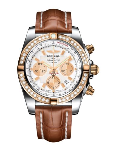 Breitling Chronomat 44 Paslanmaz Çelik / Pembe Altın / Elmas / Antarctica Beyaz / Croco, referans CB011053.A696.737P